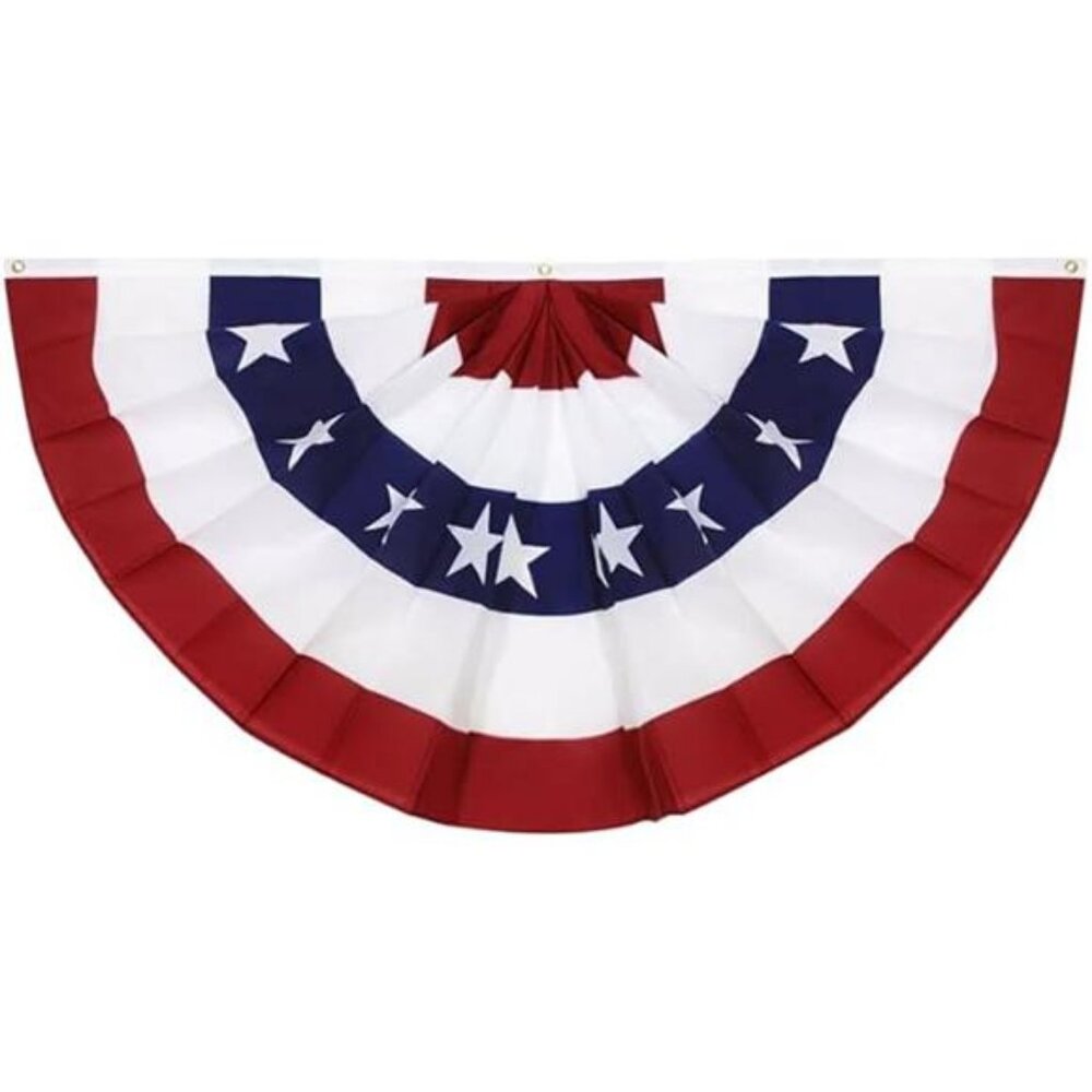 2x4Ft American Flag Bunting Patriotic Decorations,1 Pcs USA Pleated Fan Flag